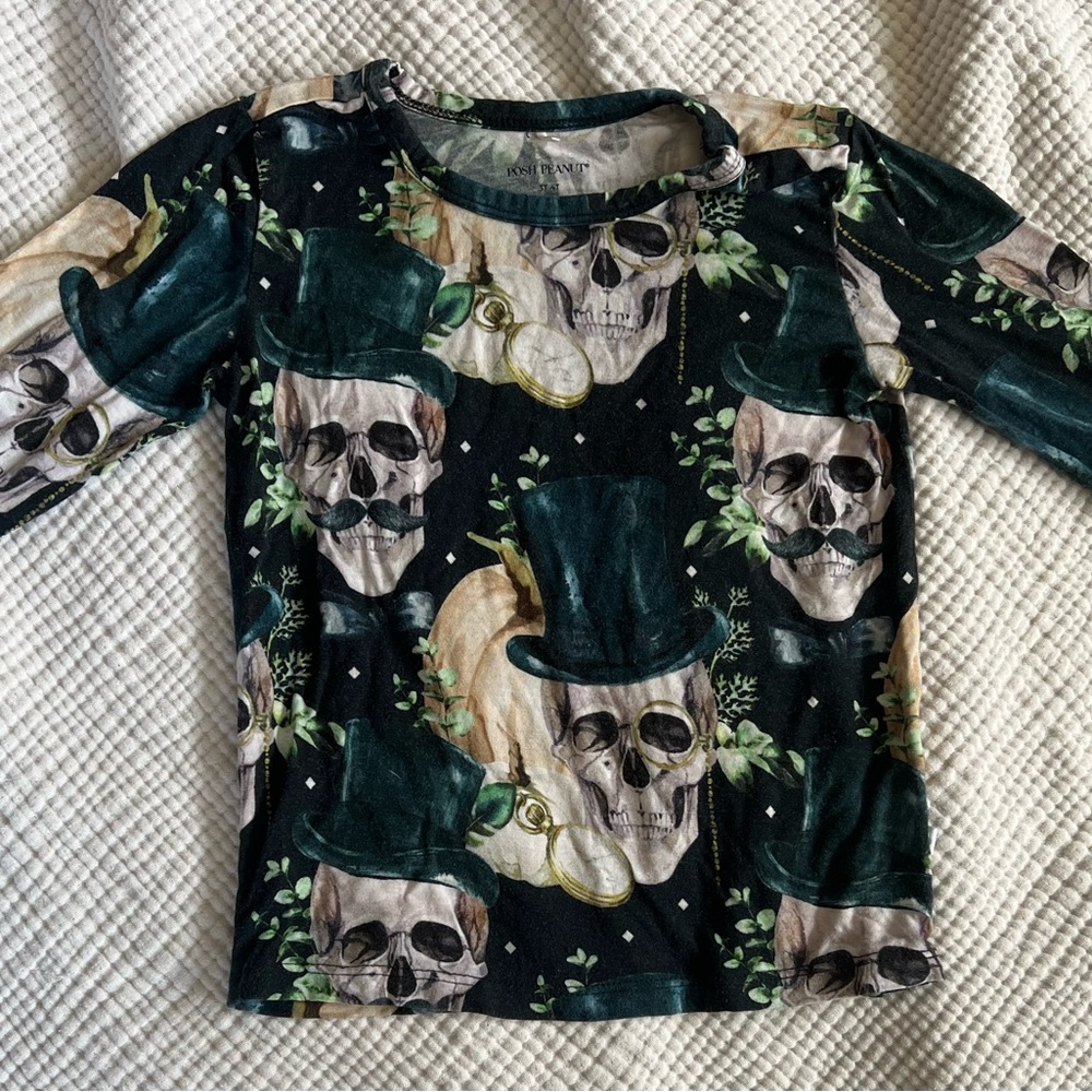Posh Peanut- Kids Skull Print Top Hat Shirt